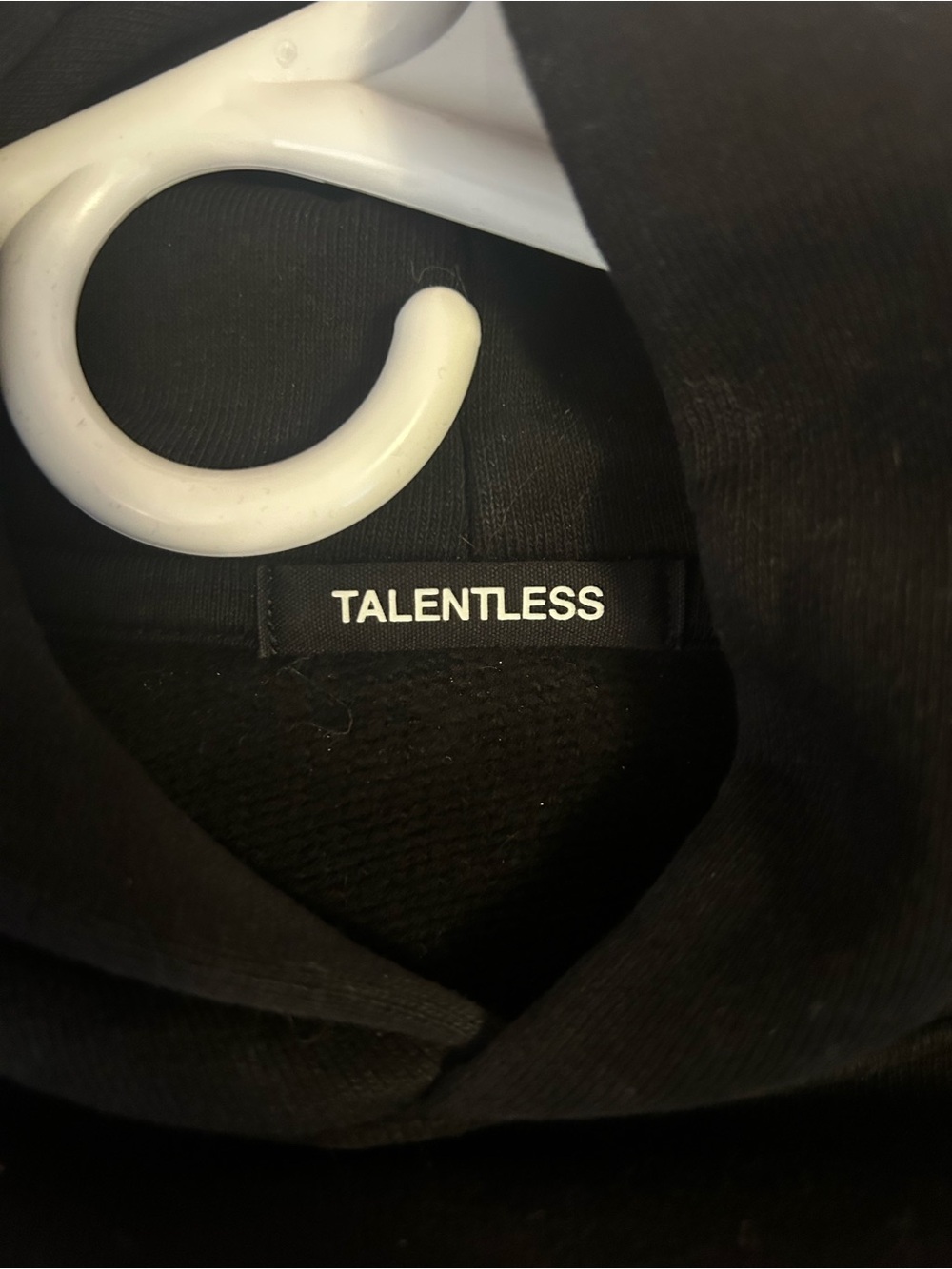 TALENTLESS Black Hoodie with White Logo & Red Heart - Picture 2 of 5